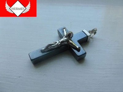 Onyx Crucifix Cross Necklace Pendent
